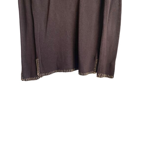 Neimen Marcus Women Tunic Sweater L Brown Embroider Trim Boho Retro Hippie Beach - Picture 4 of 11
